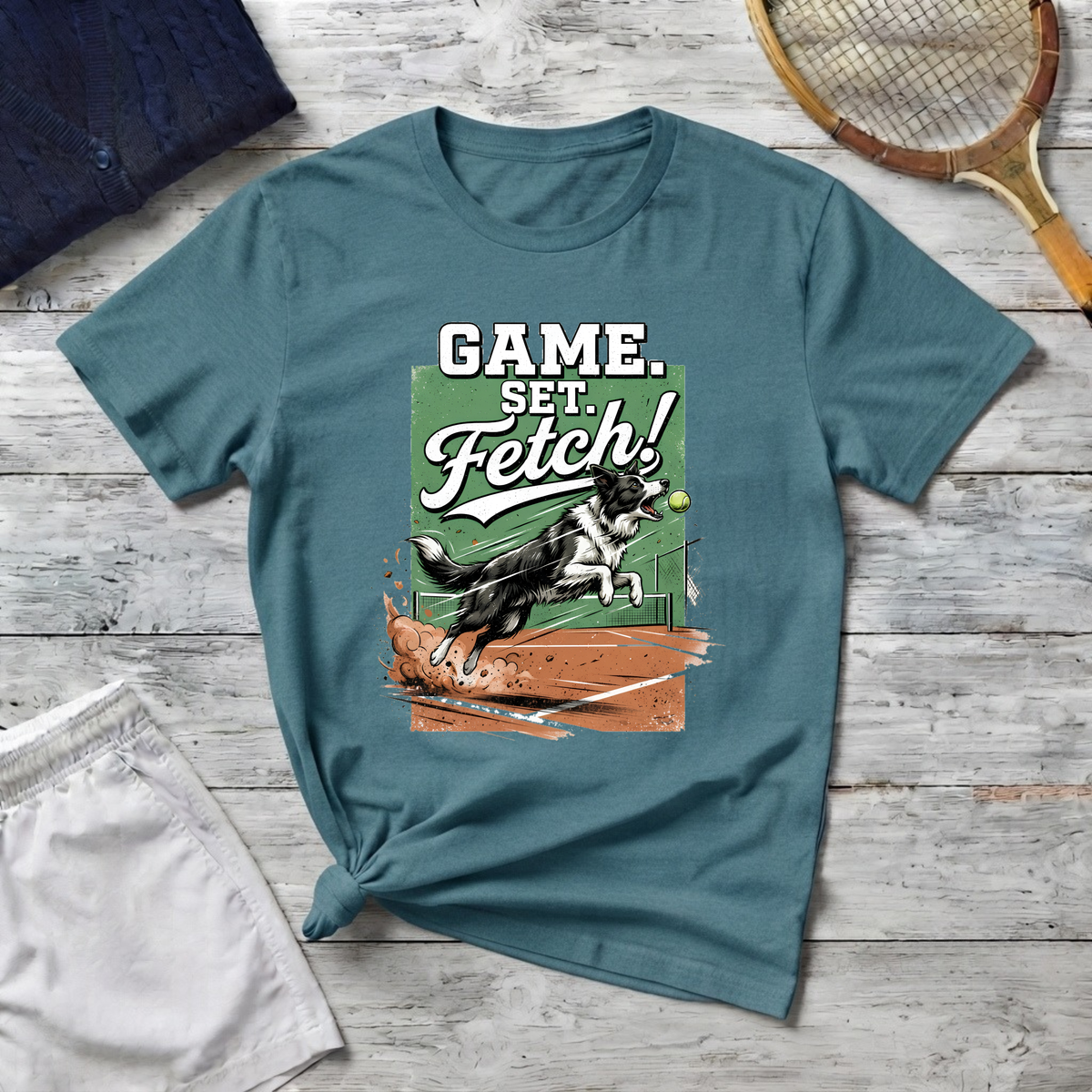 Game, Set, Fetch! Tennis Dog T-Shirt — Funny Pet Lover Athletic Tee