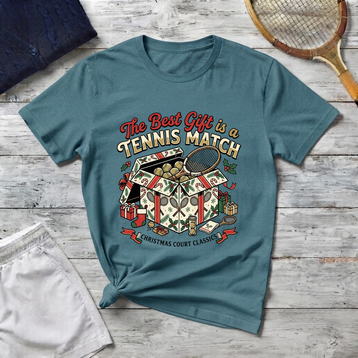 T-Shirt — “The Best Gift Is a Tennis Match” Vintage Tennis Graphic Tee