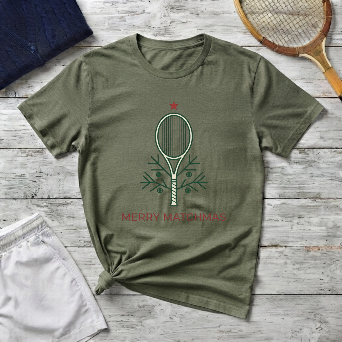 Tennis Christmas T‑Shirt — 'Merry Matchmas' Holiday Tennis Tee