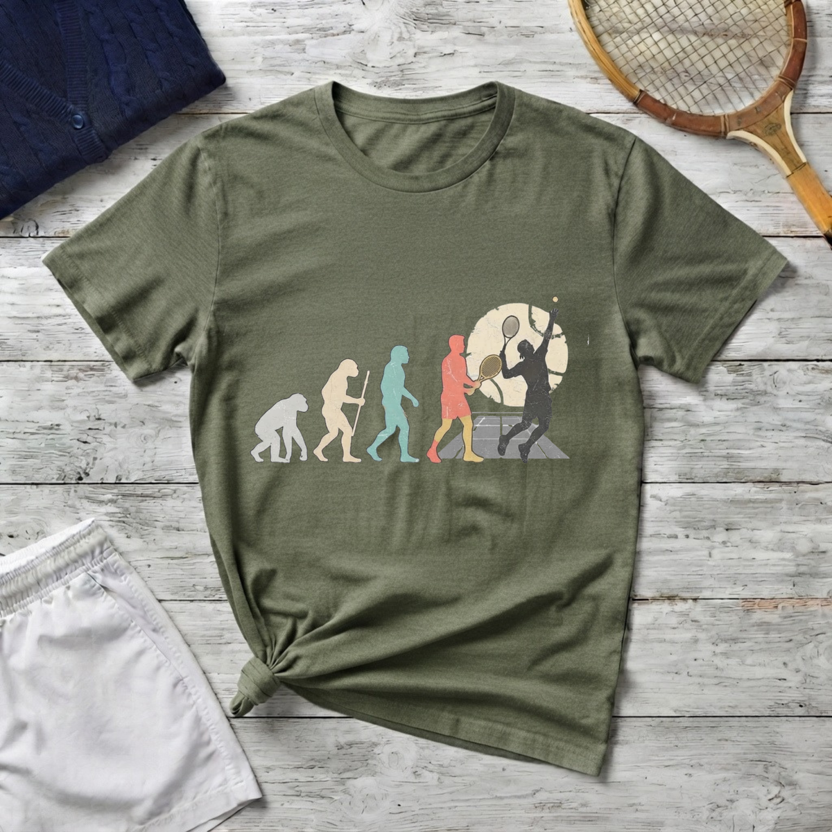 Evolution of tennis player T-Shirt — tennis Silhouette Tee