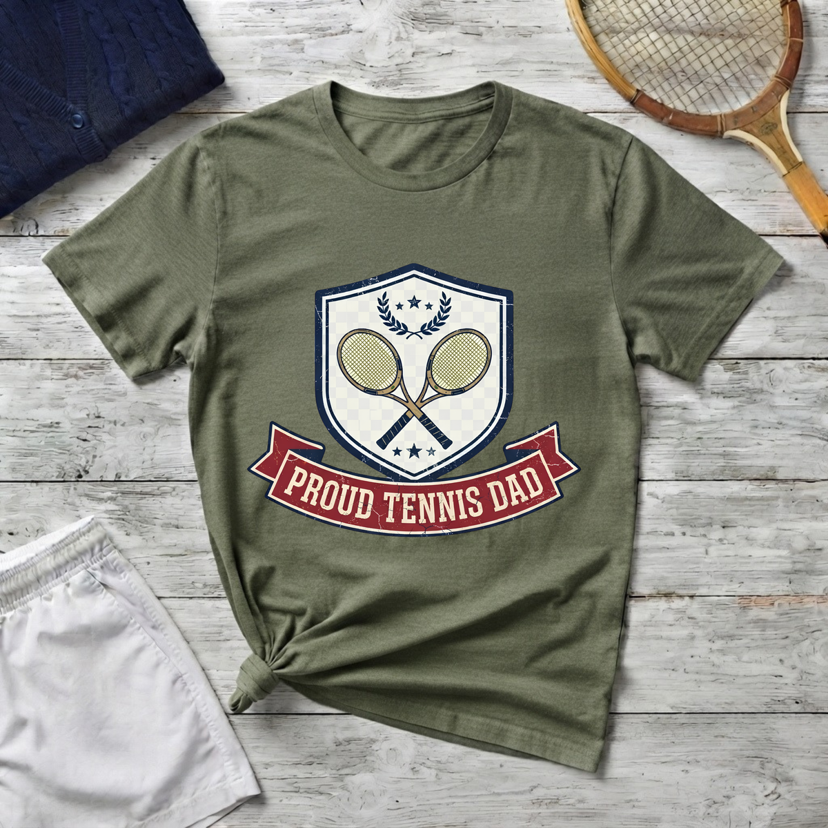 Proud Tennis Dad T-Shirt — Vintage Tennis Crest Tee