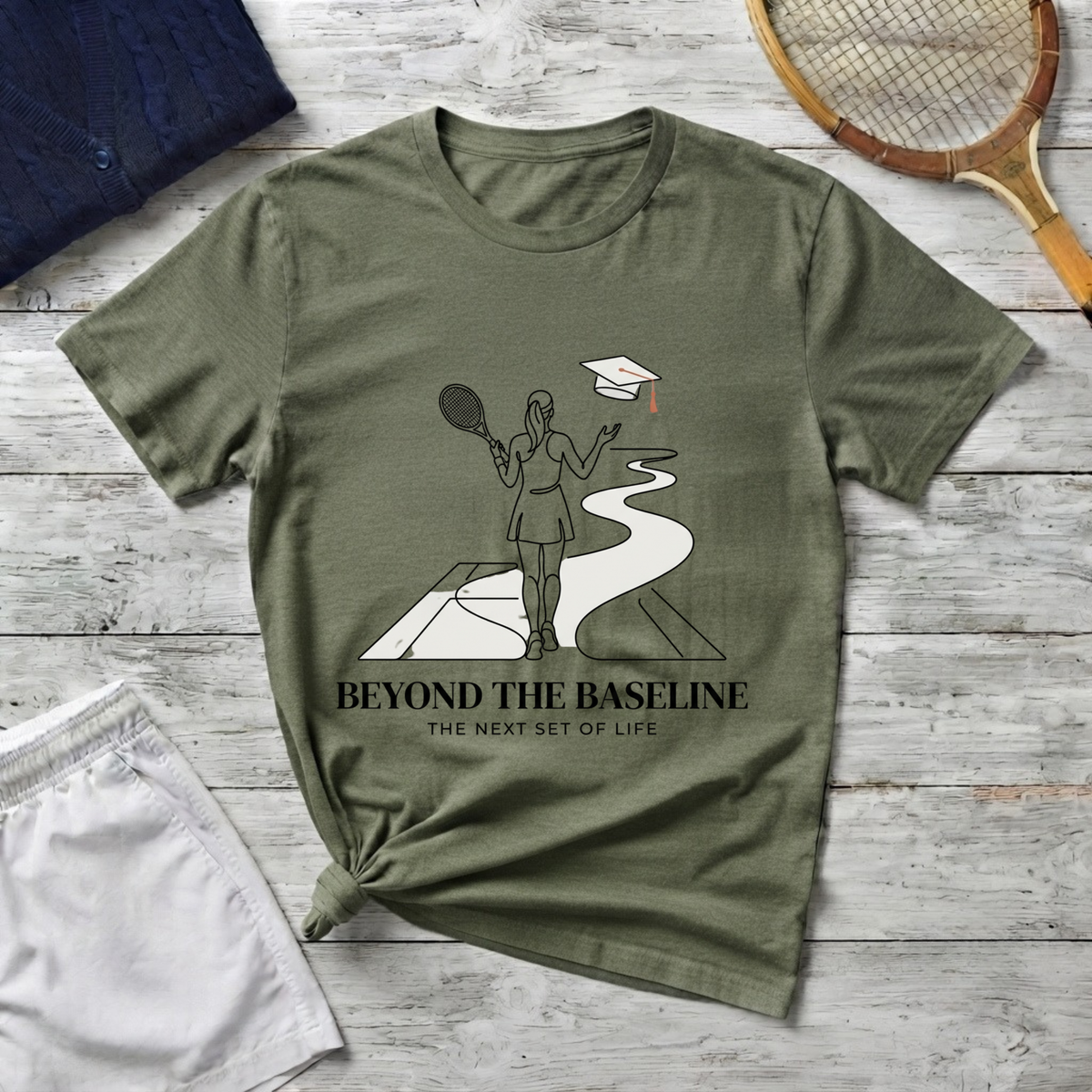 T-Shirt — "Beyond the Baseline" Tennis Graduation Graphic Tee
