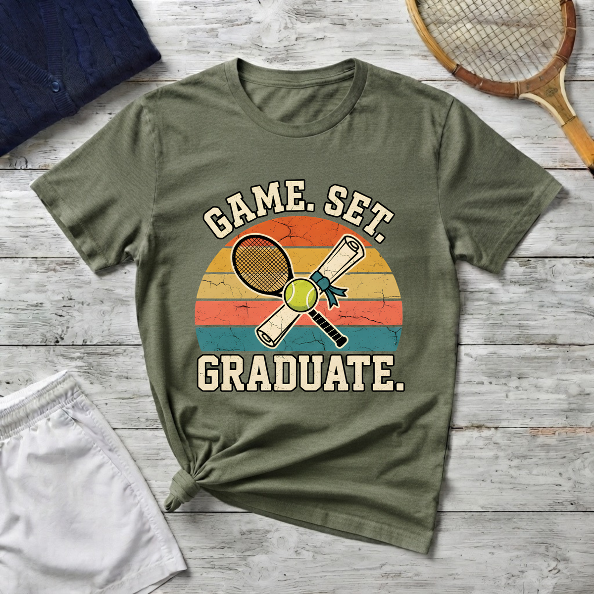 game set graduate Tennis T-shirt