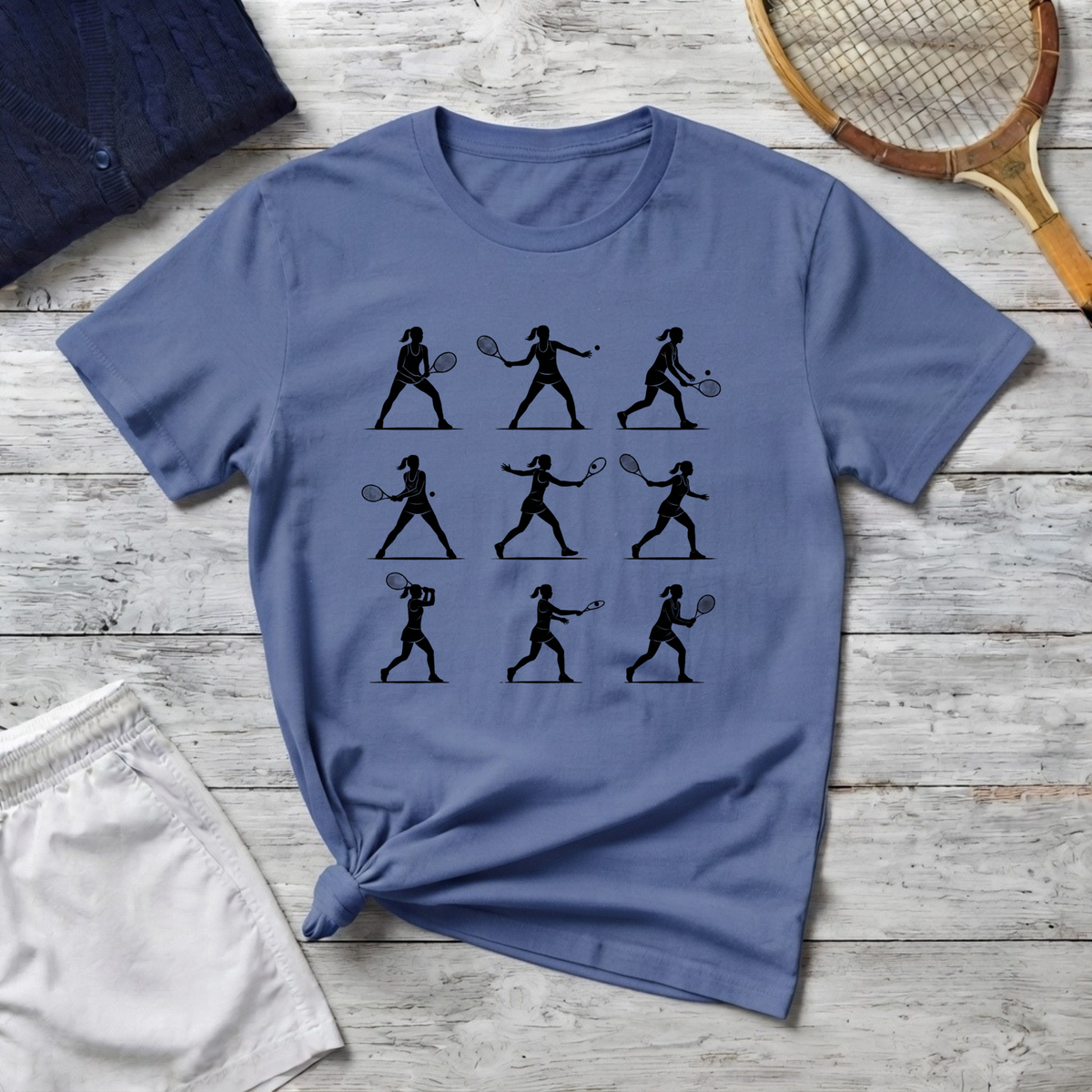 Tennis Silhouette Tee — Women's Tennis Player Pose Graphic T-Shirt
