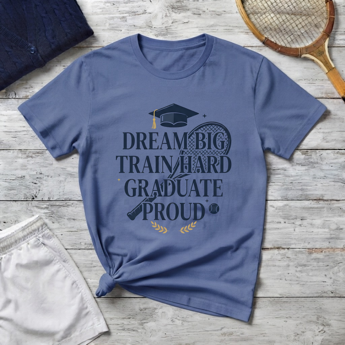 Graduation Tennis Shirt - "Dream Big Train Hard" Graduate Proud Tee