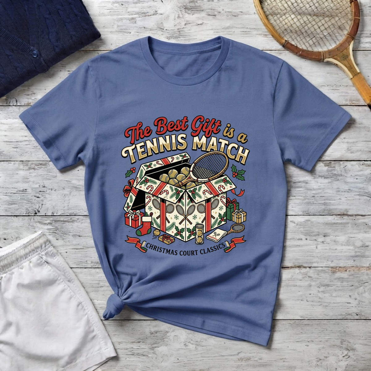 T-Shirt — “The Best Gift Is a Tennis Match” Vintage Tennis Graphic Tee
