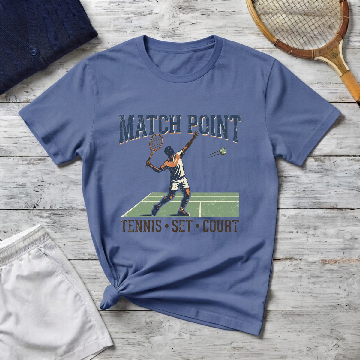Match Point Tennis T-Shirt – Vintage Court Serve Design