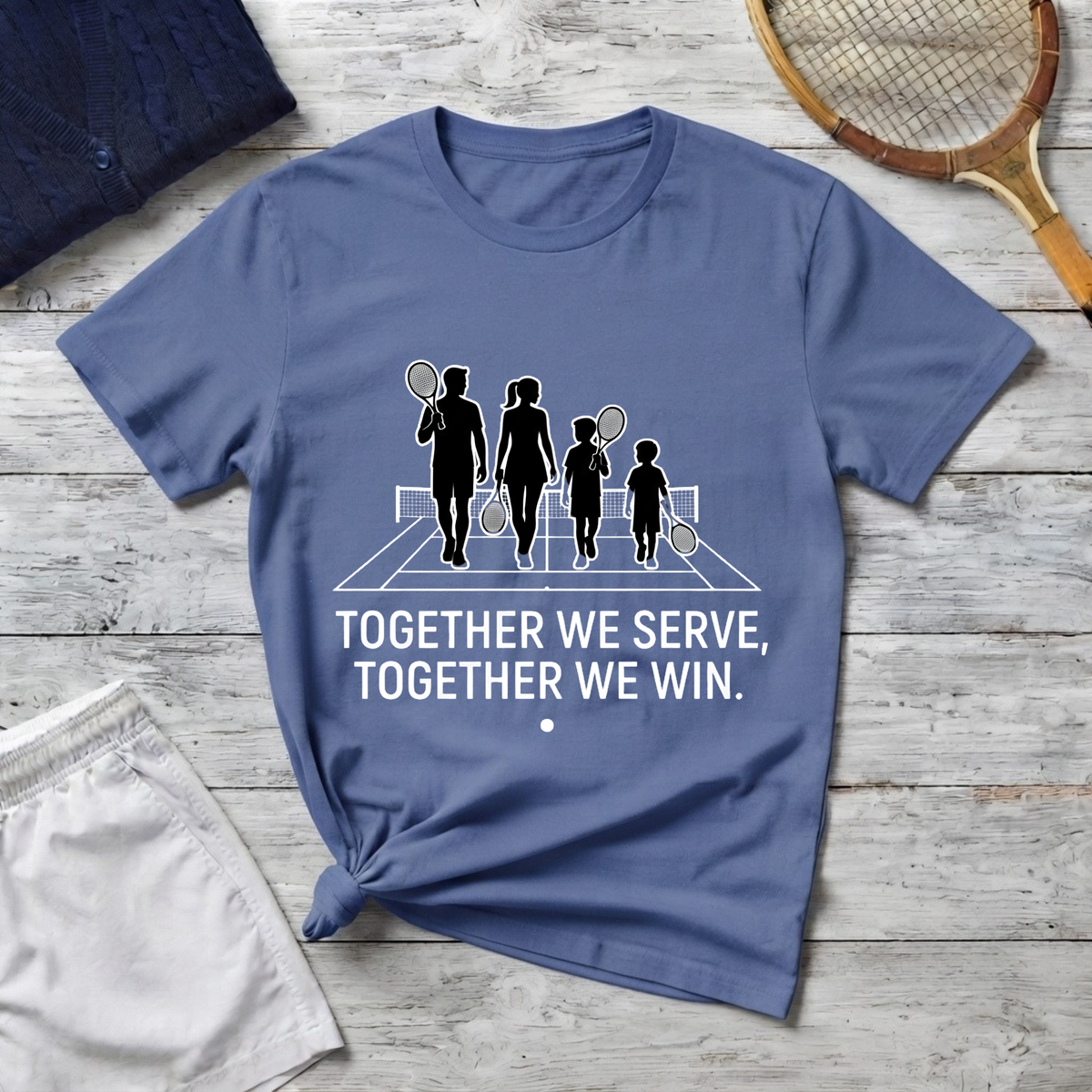 tennis Family T-Shirt — “Together We Serve, Together We Win”