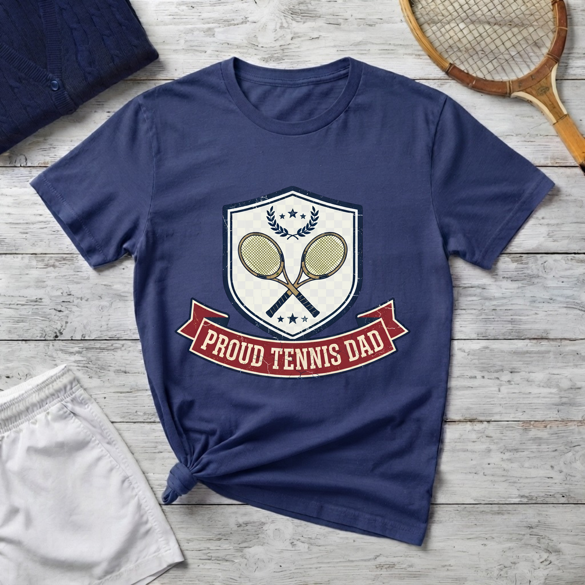 Proud Tennis Dad T-Shirt — Vintage Tennis Crest Tee