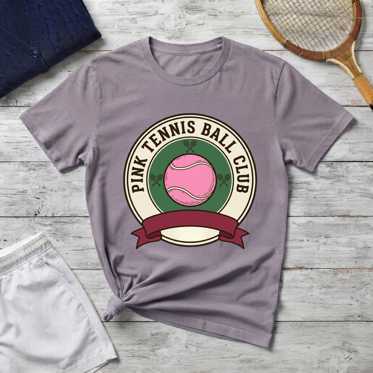 T-Shirt — Pink Tennis Ball Club Vintage Logo Tee