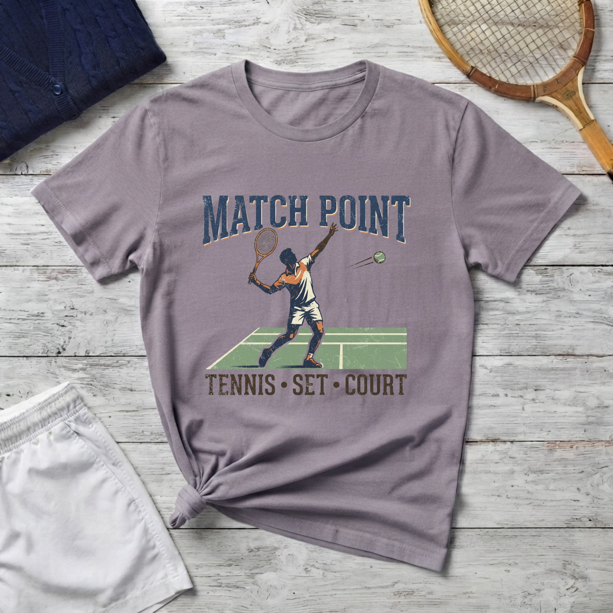Match Point Tennis T-Shirt – Vintage Court Serve Design