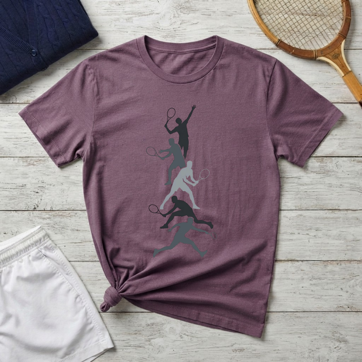 T-Shirt with Dynamic tennis Player Silhouette Design