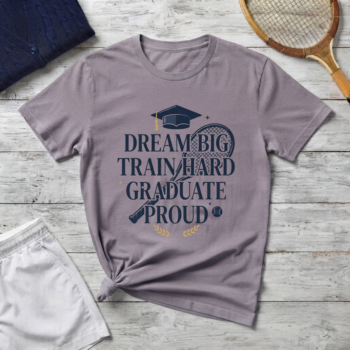 Graduation Tennis Shirt - "Dream Big Train Hard" Graduate Proud Tee