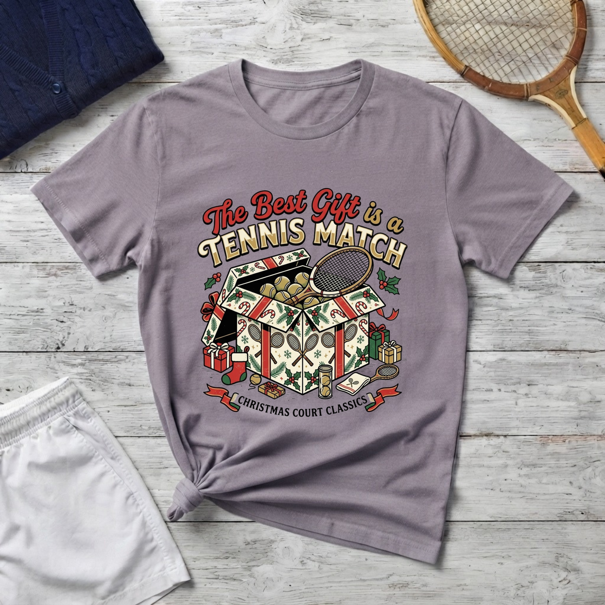 T-Shirt — “The Best Gift Is a Tennis Match” Vintage Tennis Graphic Tee