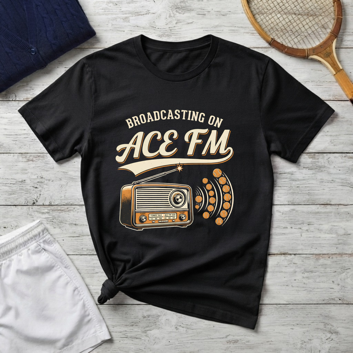 Broadcasting on ACE FM Retro Radio T-Shirt — Vintage Music Station Tee