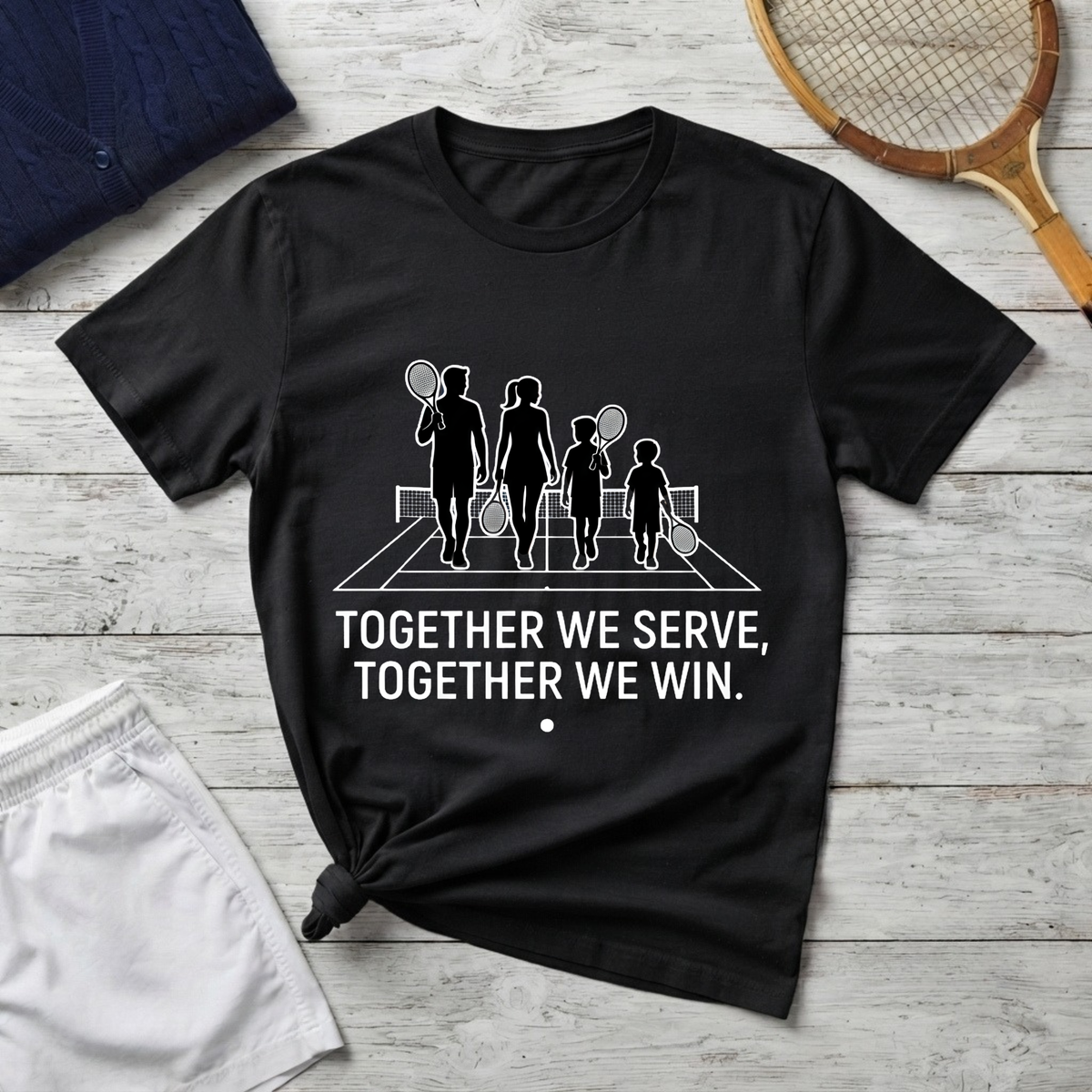 tennis Family T-Shirt — “Together We Serve, Together We Win”