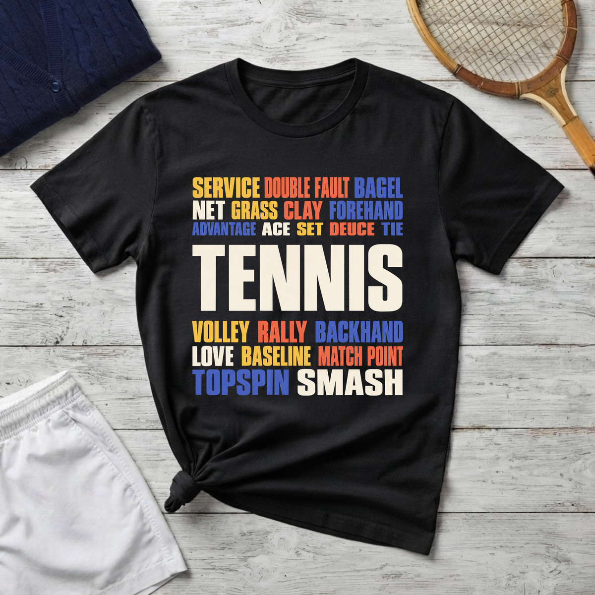 Tennis Terms Graphic T-Shirt – Tennis Player Gift for Fans and Coaches