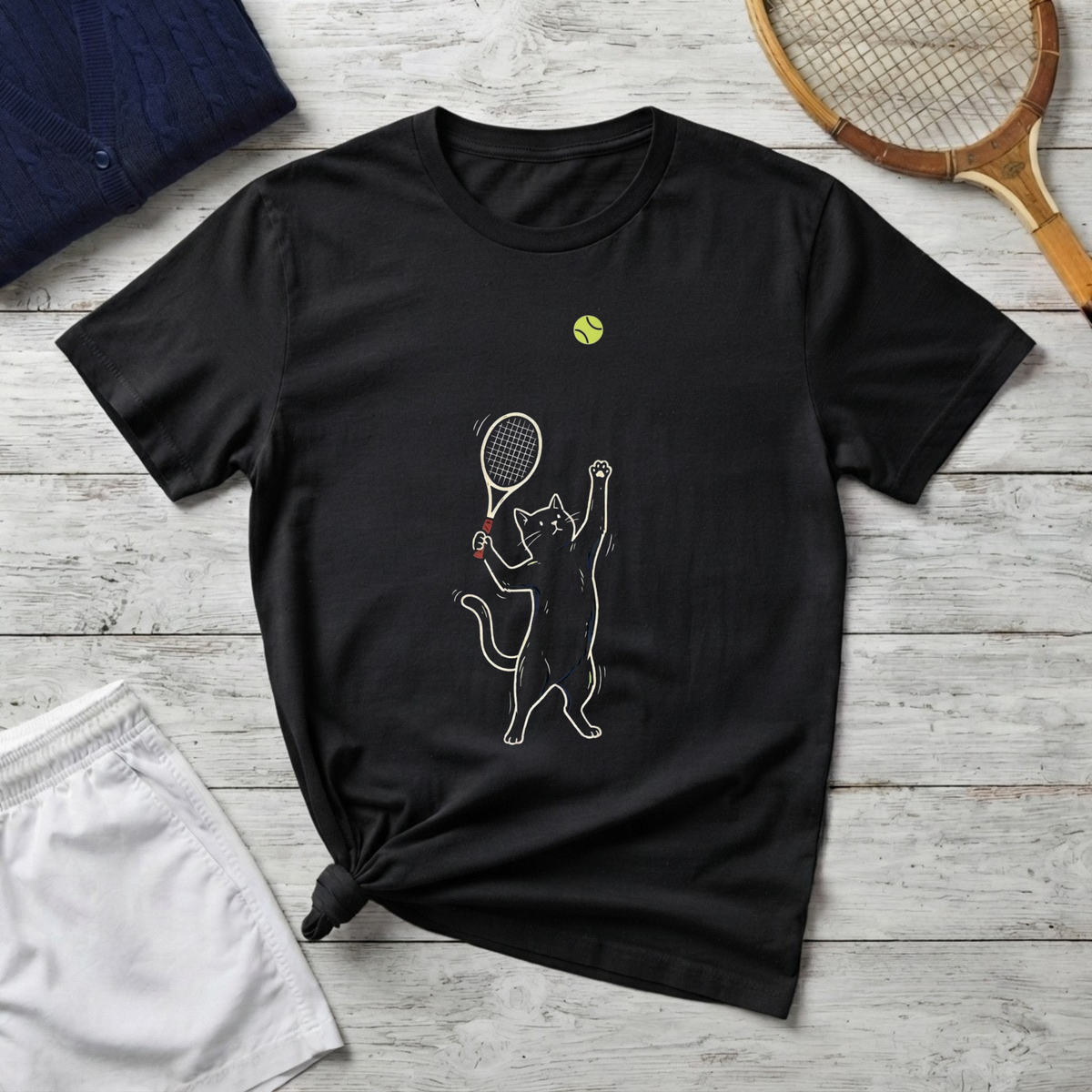Playful Tennis Cat T-Shirt