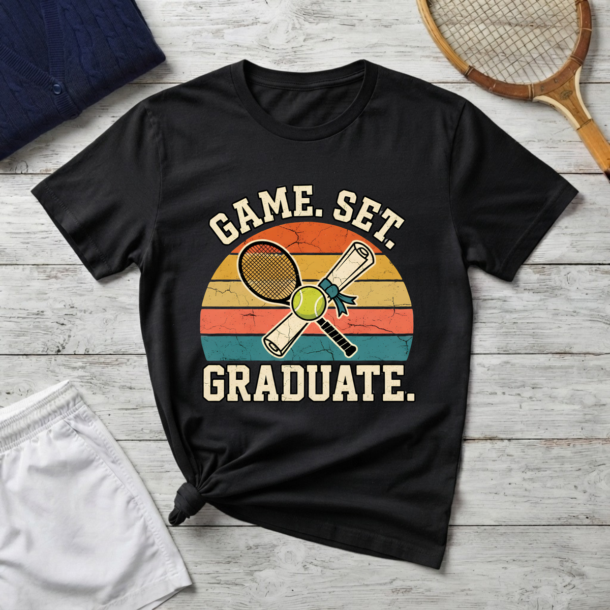 game set graduate Tennis T-shirt