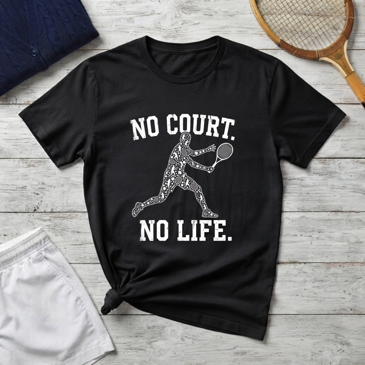 No Court No Life Tennis Player T-Shirt