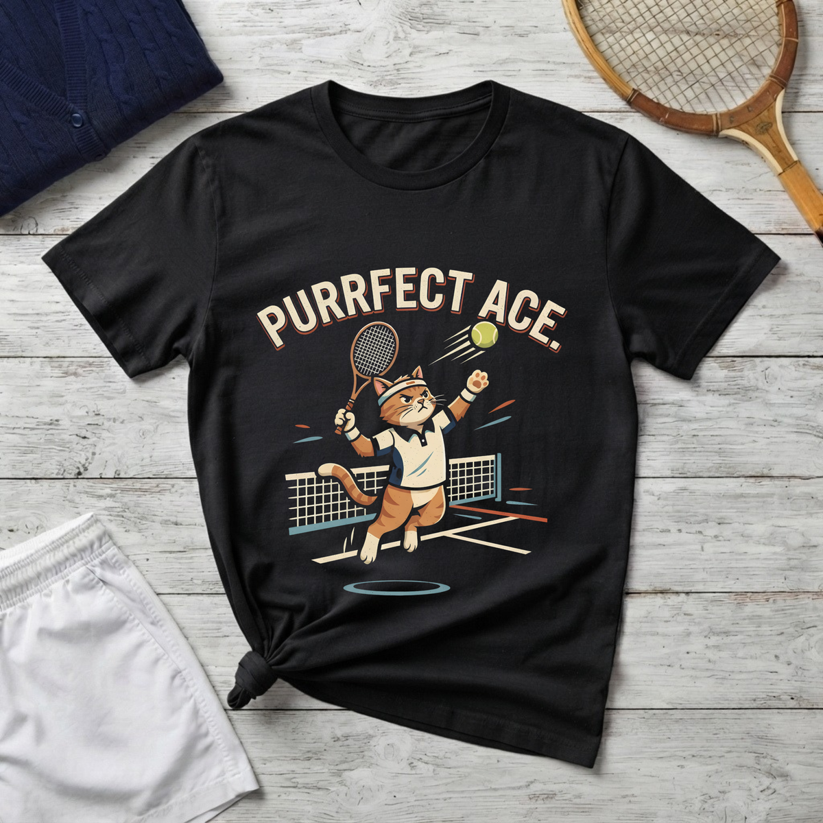 Purrfect Ace Tennis T‑Shirt