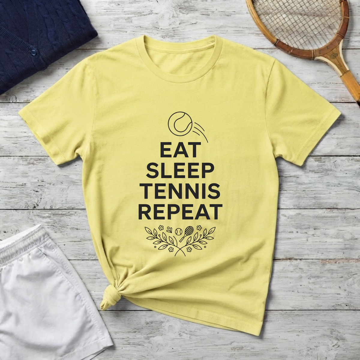 Eat Sleep Tennis Repeat T-Shirt — Tennis Player Graphic Tee