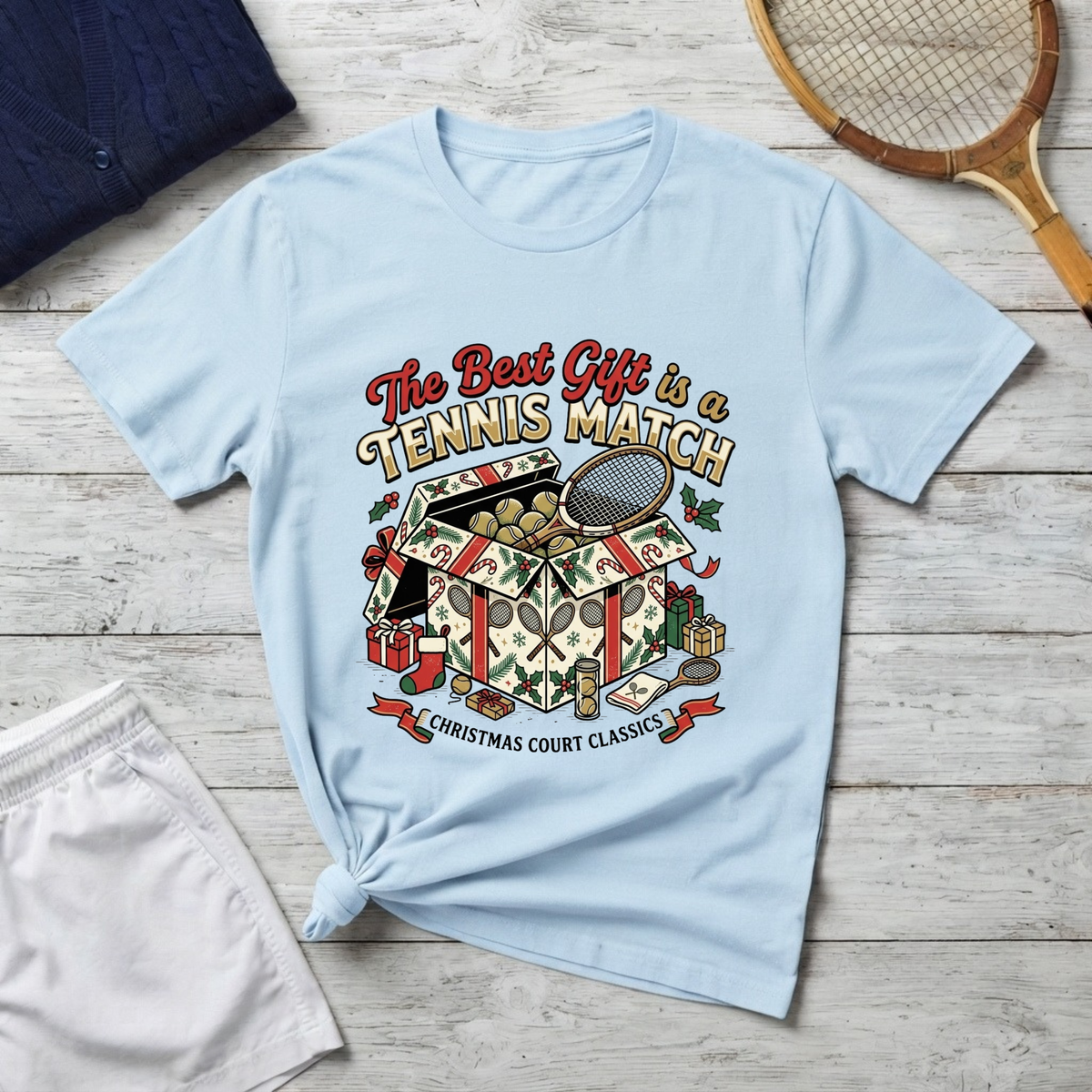 T-Shirt — “The Best Gift Is a Tennis Match” Vintage Tennis Graphic Tee