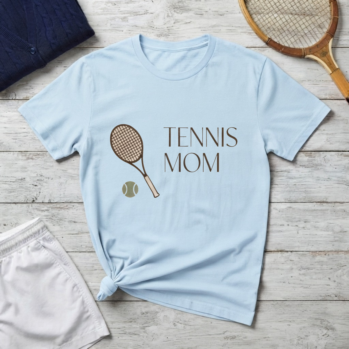 Tennis Mom T-Shirt — Minimal Racket & Ball Graphic