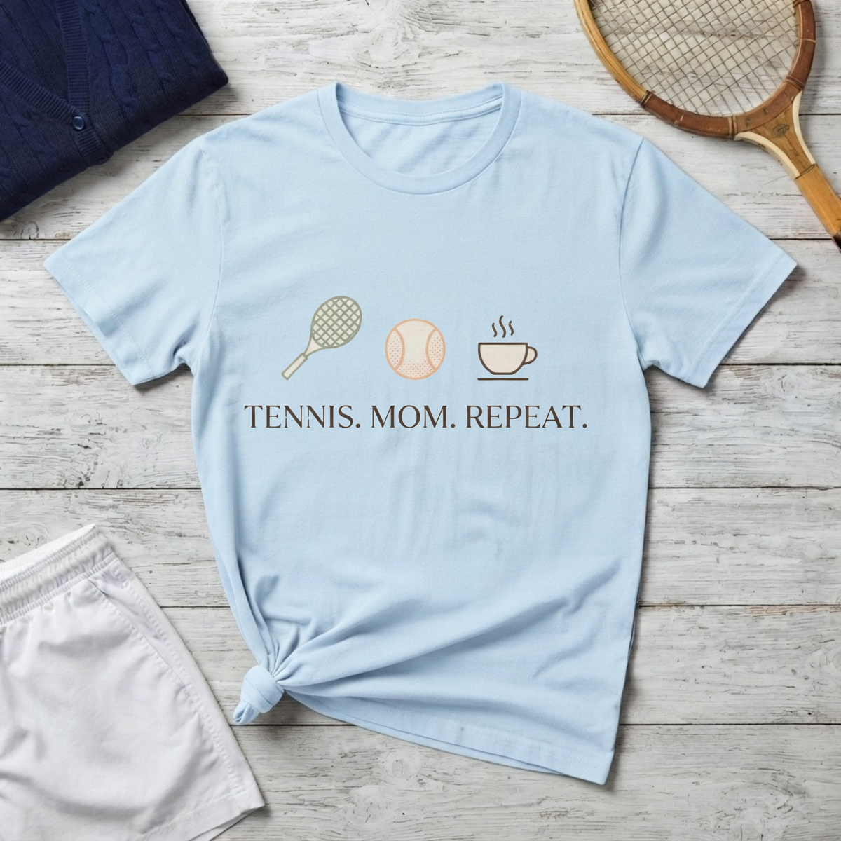 Tennis Mom T‑Shirt – "Tennis. Mom. Repeat." Graphic Tee