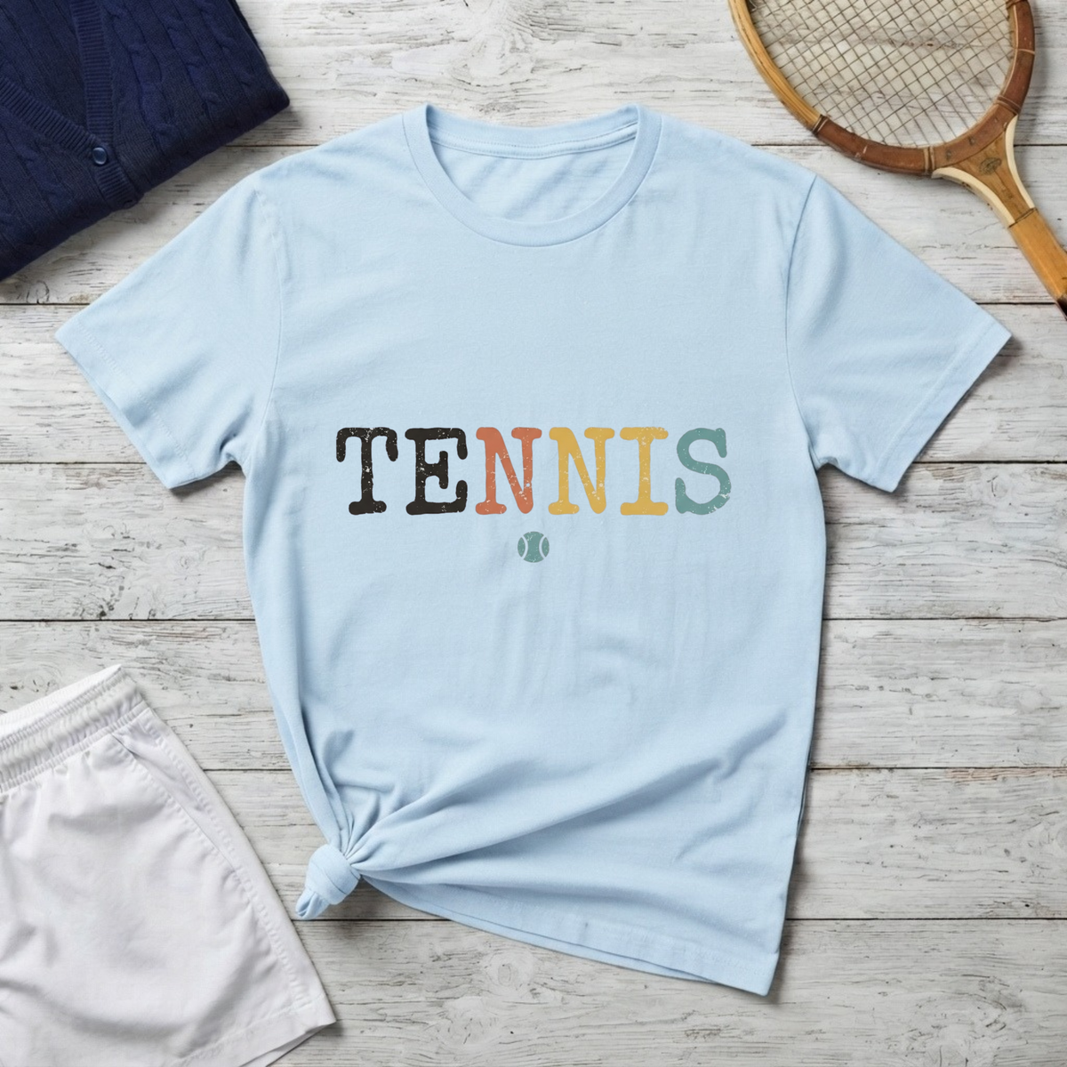 Tennis Tee —  Multicolor 'TENNIS' Graphic T-Shirt