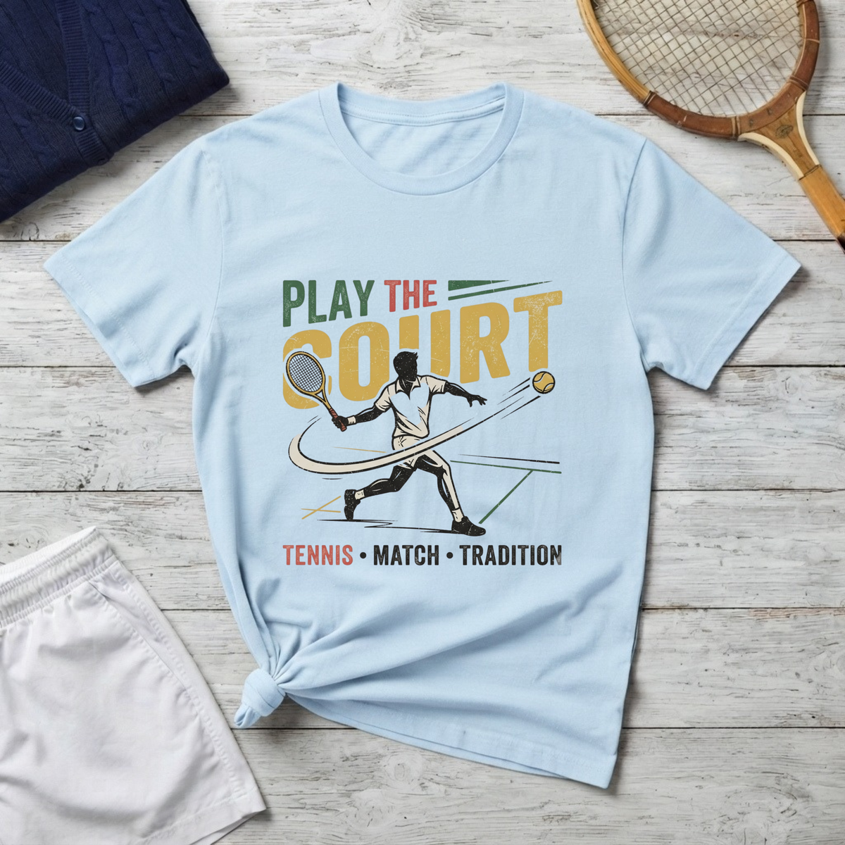 Play The Court Tennis T-Shirt – Retro Tennis Player Graphic Tee