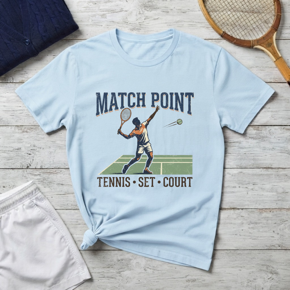 Match Point Tennis T-Shirt – Vintage Court Serve Design