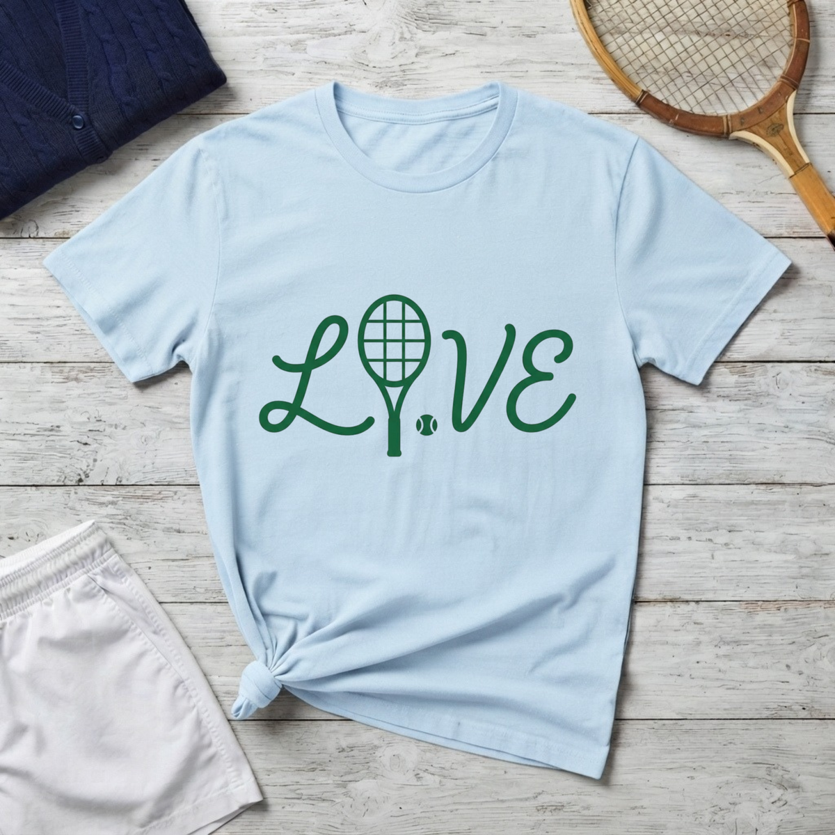 Tennis Love T-Shirt — 'LOVE' with Racket Graphic
