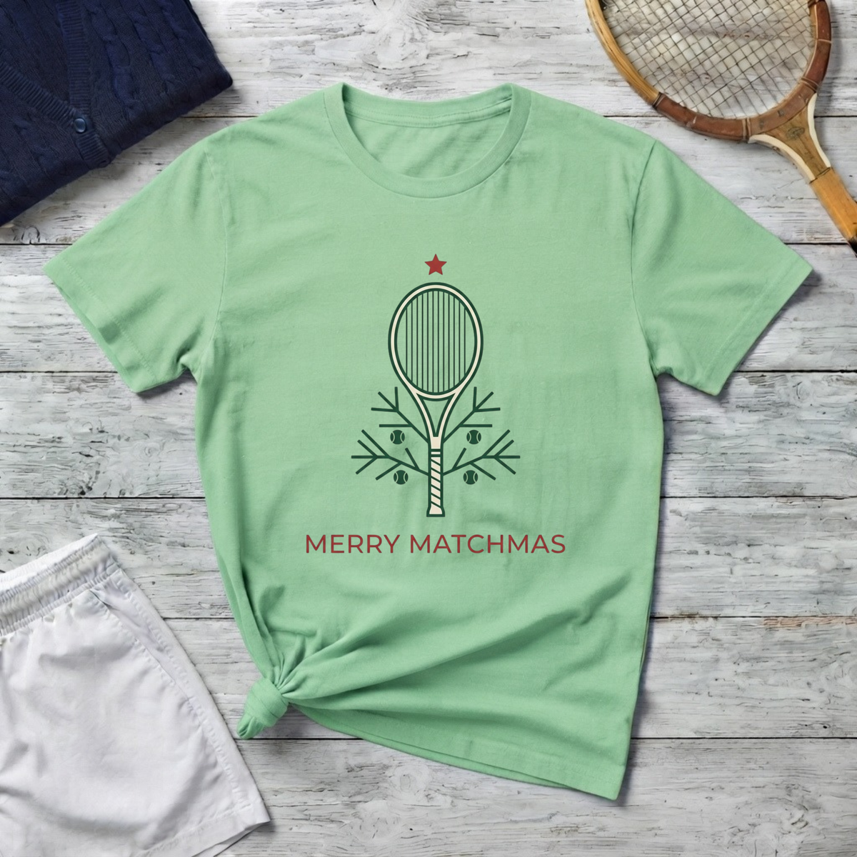 Tennis Christmas T‑Shirt — 'Merry Matchmas' Holiday Tennis Tee