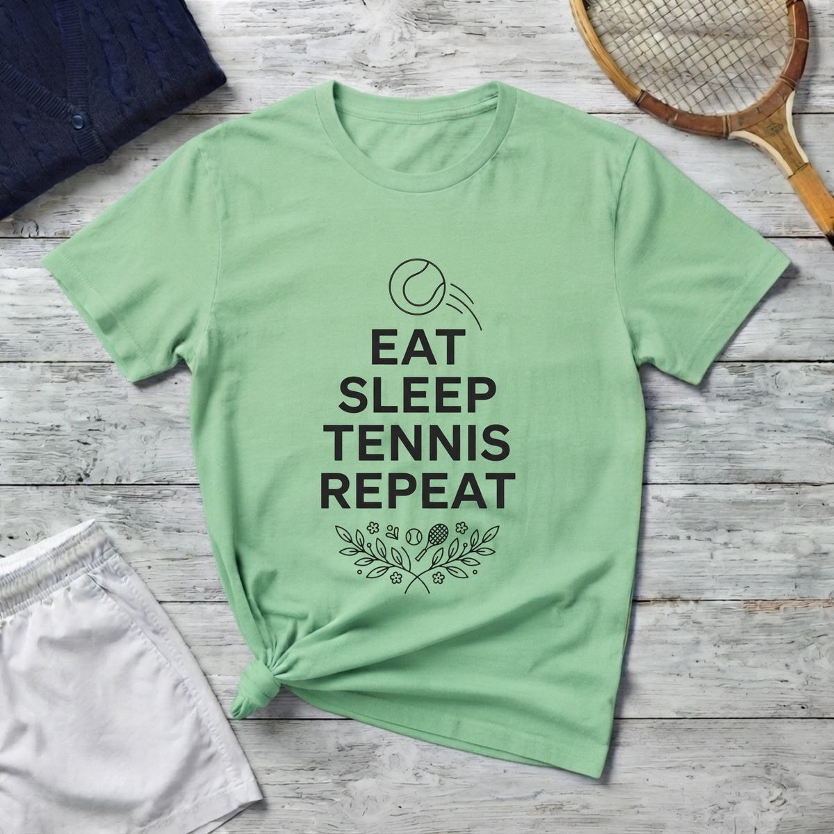 Eat Sleep Tennis Repeat T-Shirt — Tennis Player Graphic Tee