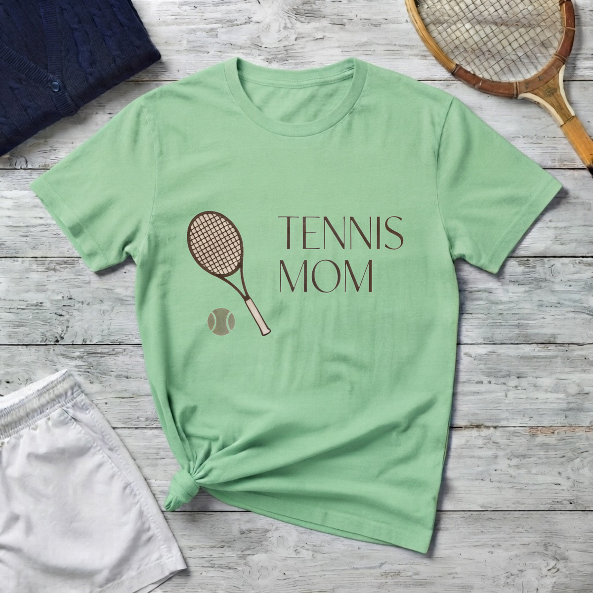 Tennis Mom T-Shirt — Minimal Racket & Ball Graphic