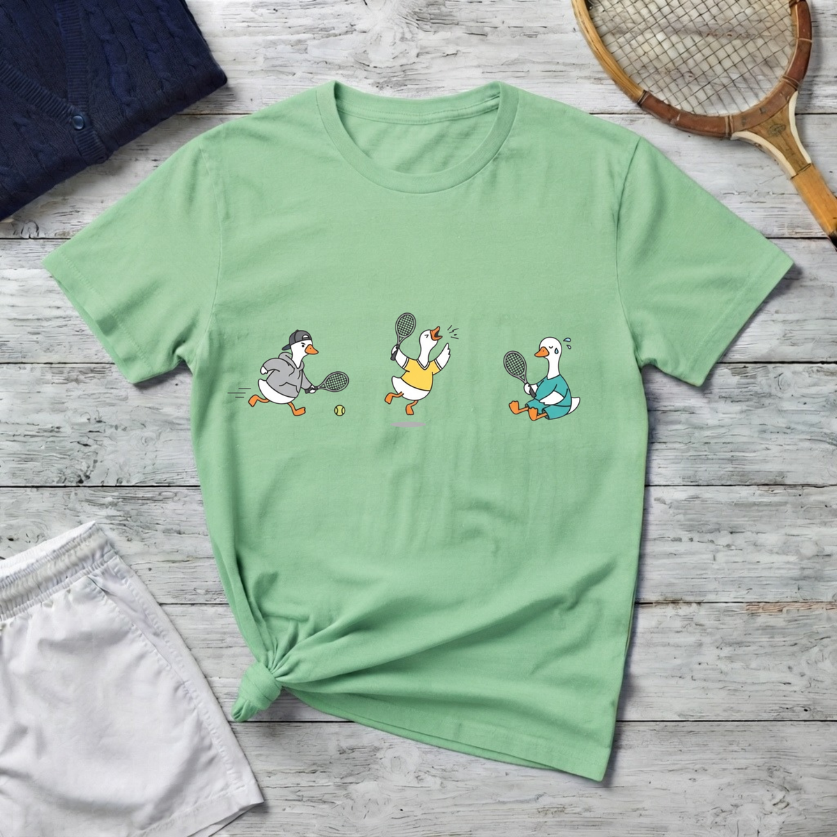 Tennis Ducks T-Shirt — Cute Minimalist Tennis Players Tee