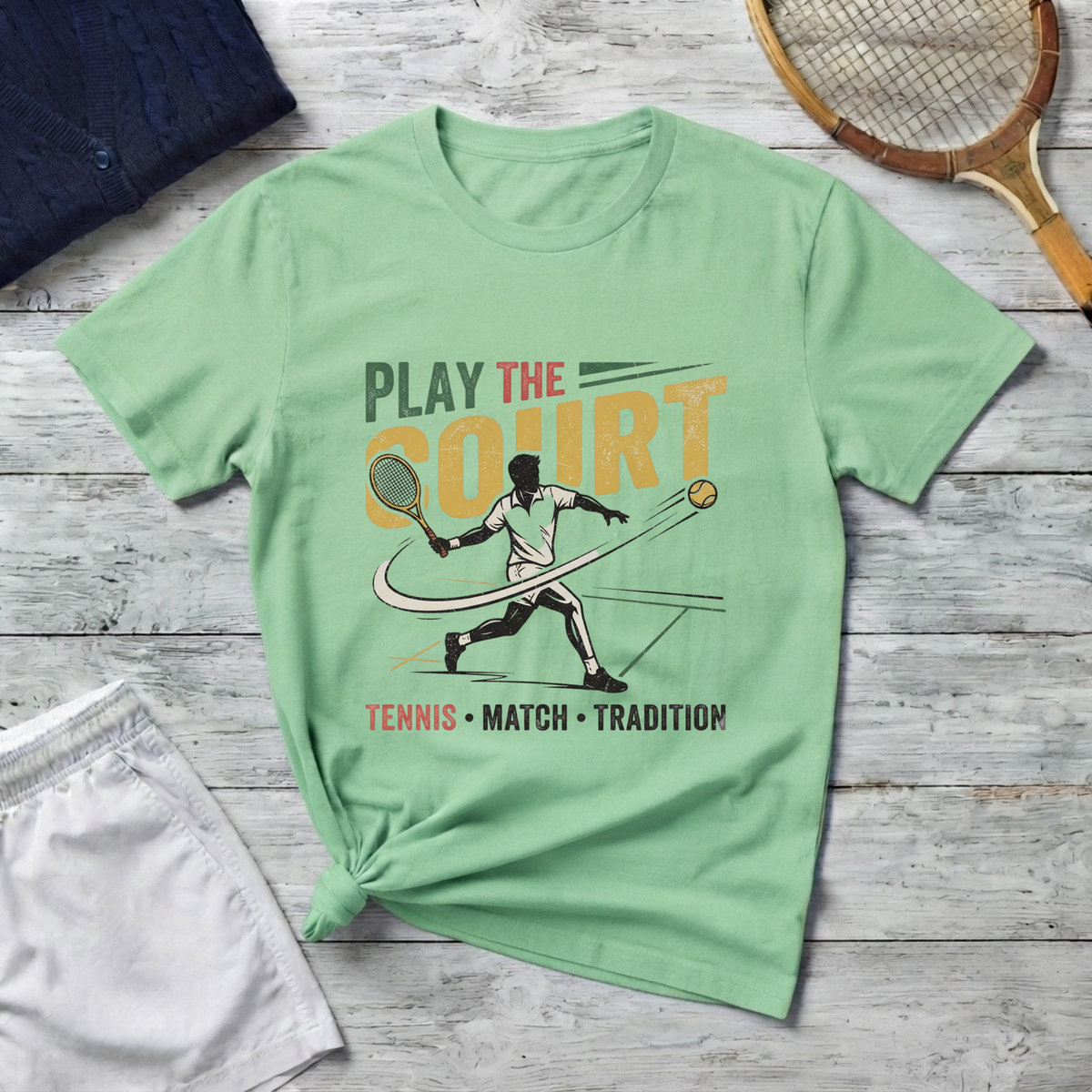 Play The Court Tennis T-Shirt – Retro Tennis Player Graphic Tee
