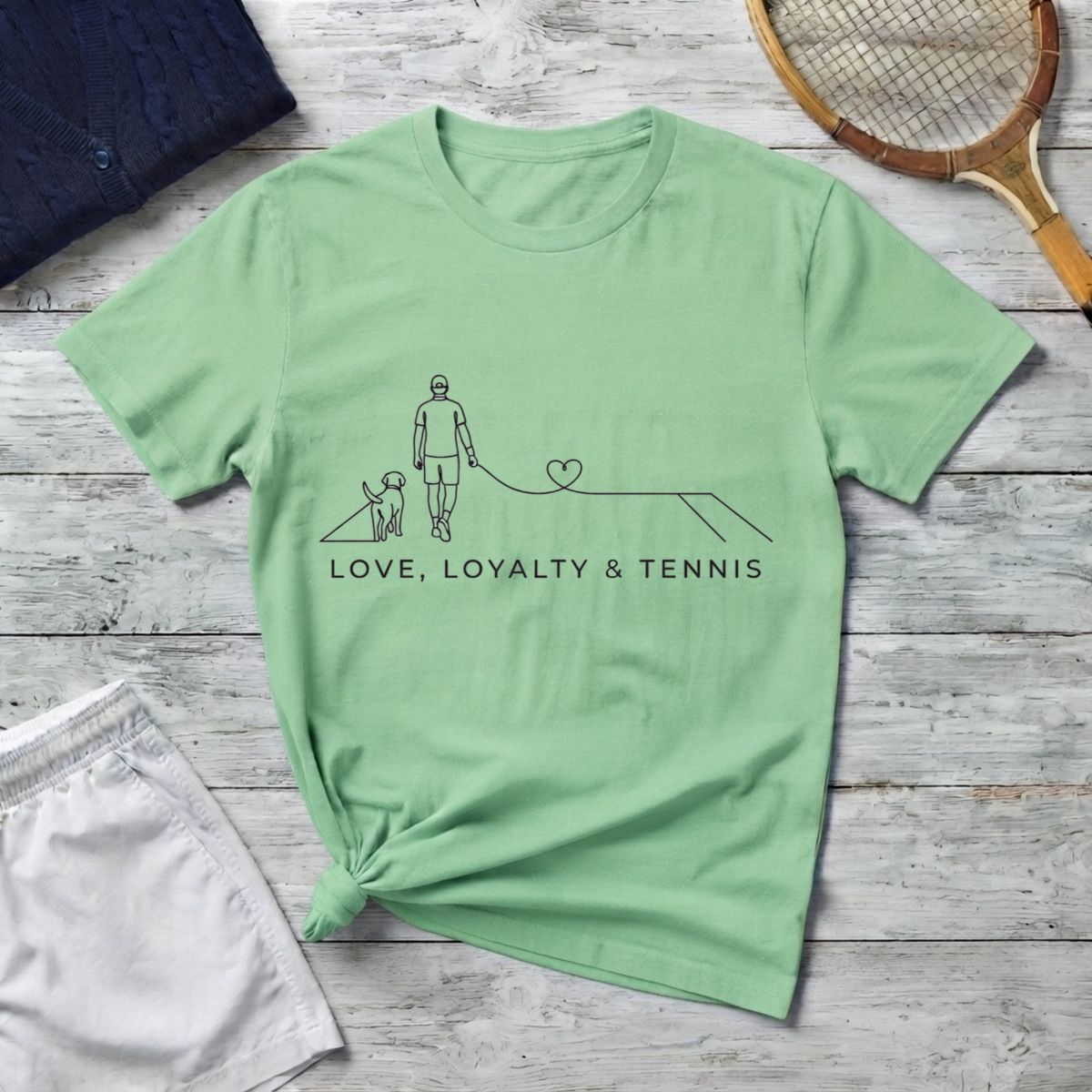 Minimal Tennis Line Art Tee - Love, Loyalty & Tennis T-Shirt