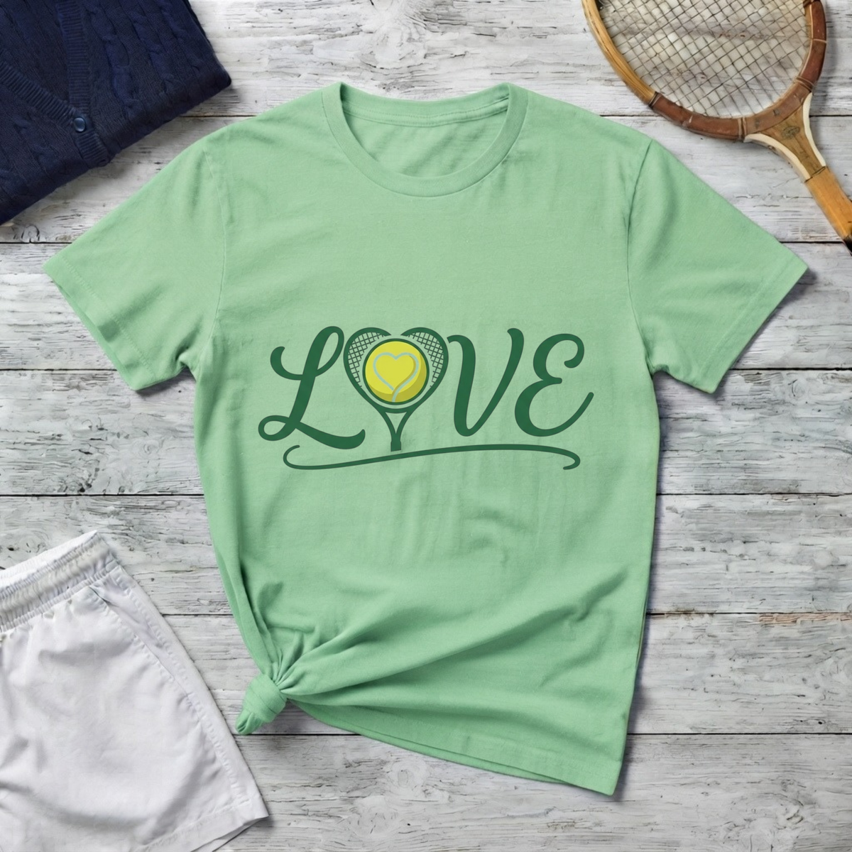 Love Tennis T-Shirt — Heart Tennis Ball Graphic
