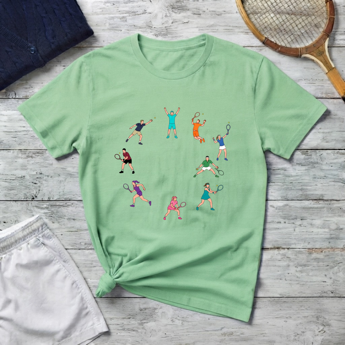 Tennis Players T‑Shirt - Colorful Tennis Racquet Crew Tee