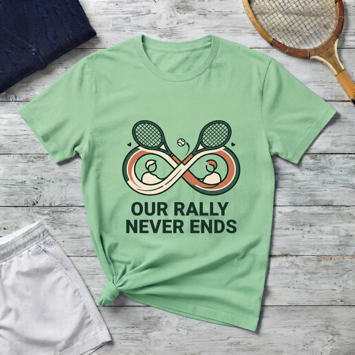 T-Shirt — "Our Rally Never Ends" Tennis Infinity Graphic Tee