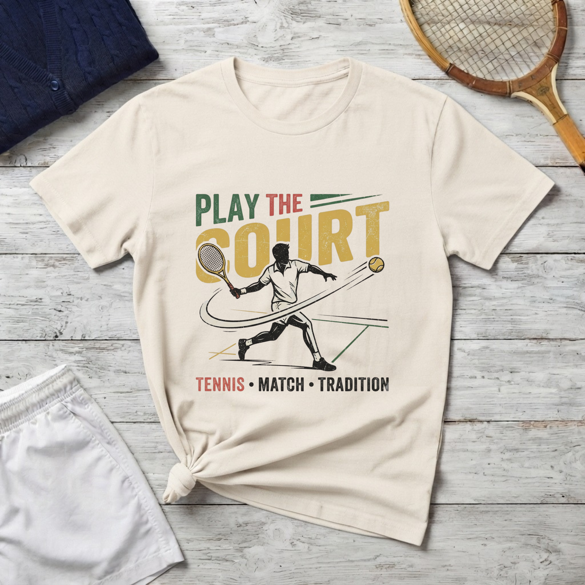 Play The Court Tennis T-Shirt – Retro Tennis Player Graphic Tee