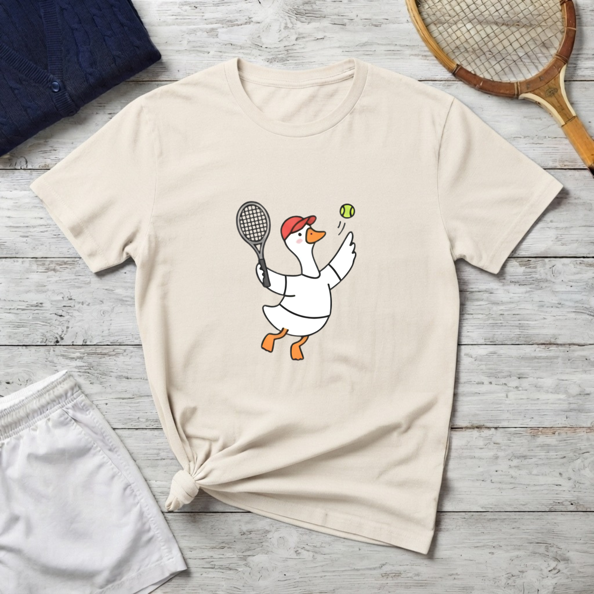Tennis Goose T‑Shirt — Cute Duck Playing Tennis Graphic Tee