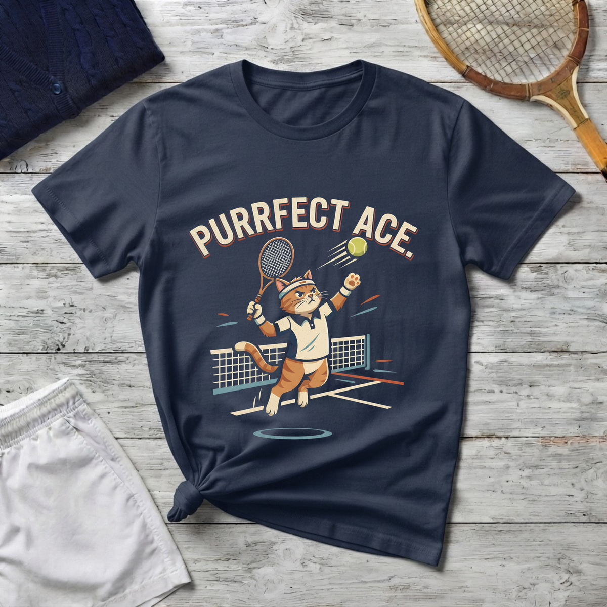 Purrfect Ace Tennis T‑Shirt