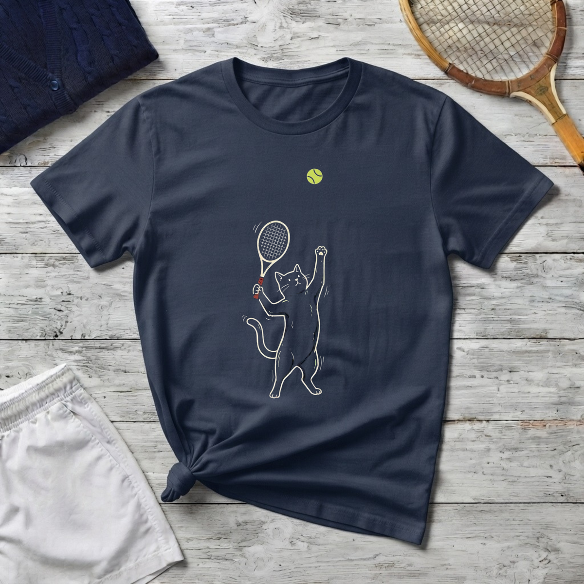 Playful Tennis Cat T-Shirt