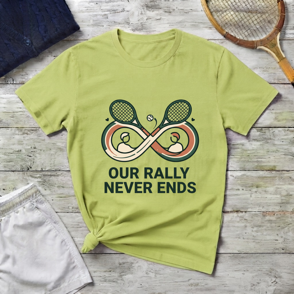 T-Shirt — "Our Rally Never Ends" Tennis Infinity Graphic Tee