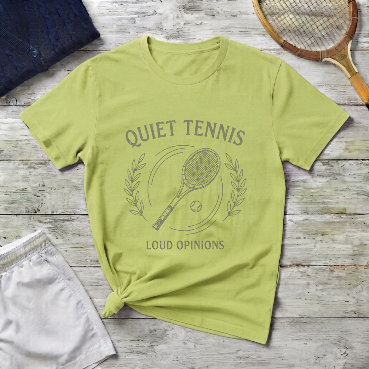 T-Shirt - "Quiet Tennis Loud Opinions" Vintage Tennis Racket Tee
