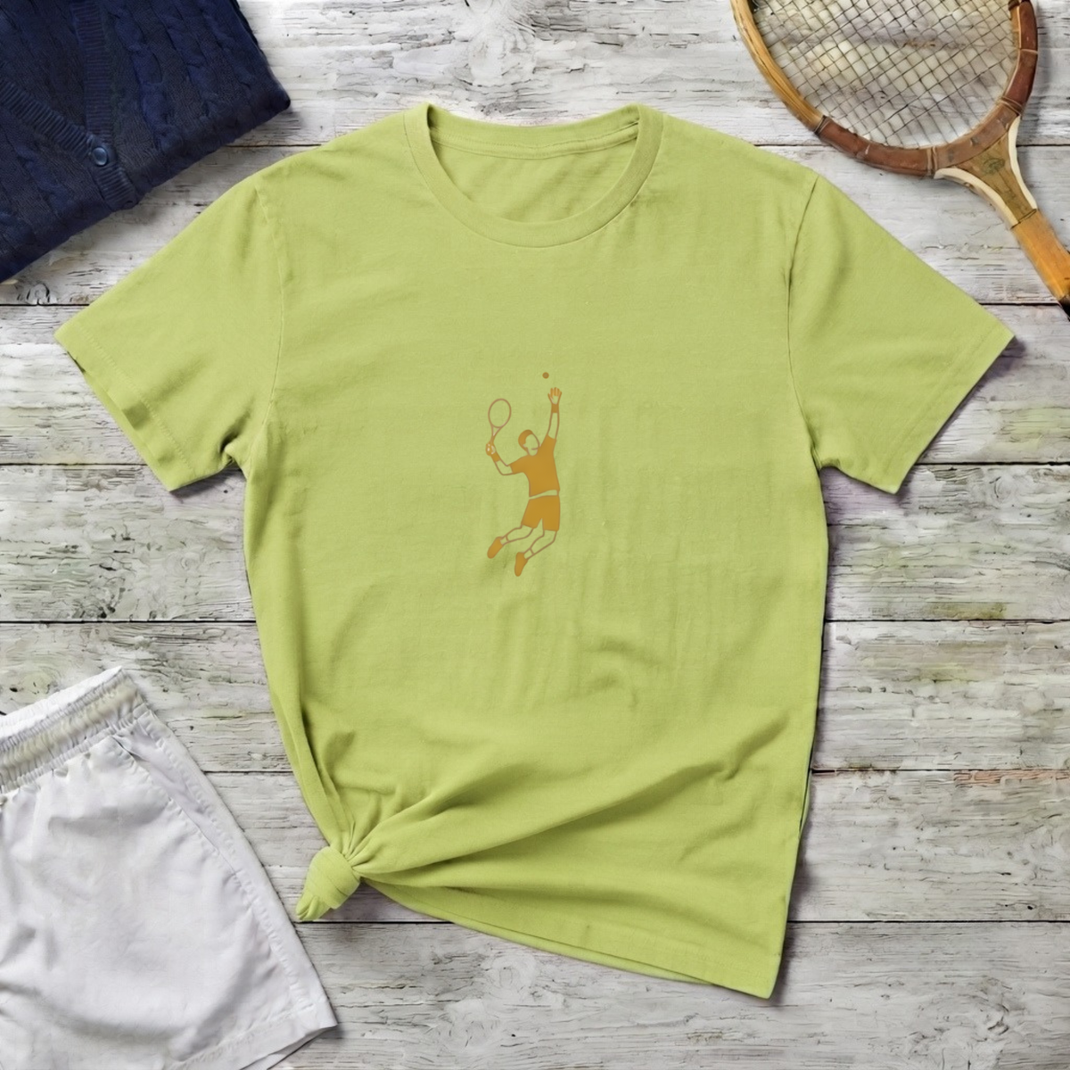 T-Shirt - Minimalist Gold Tennis Player Graphic Tee