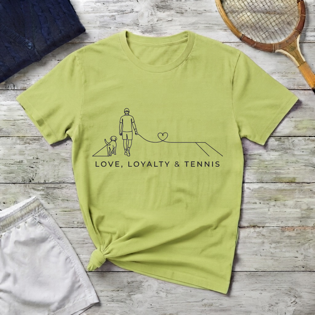 Minimal Tennis Line Art Tee - Love, Loyalty & Tennis T-Shirt